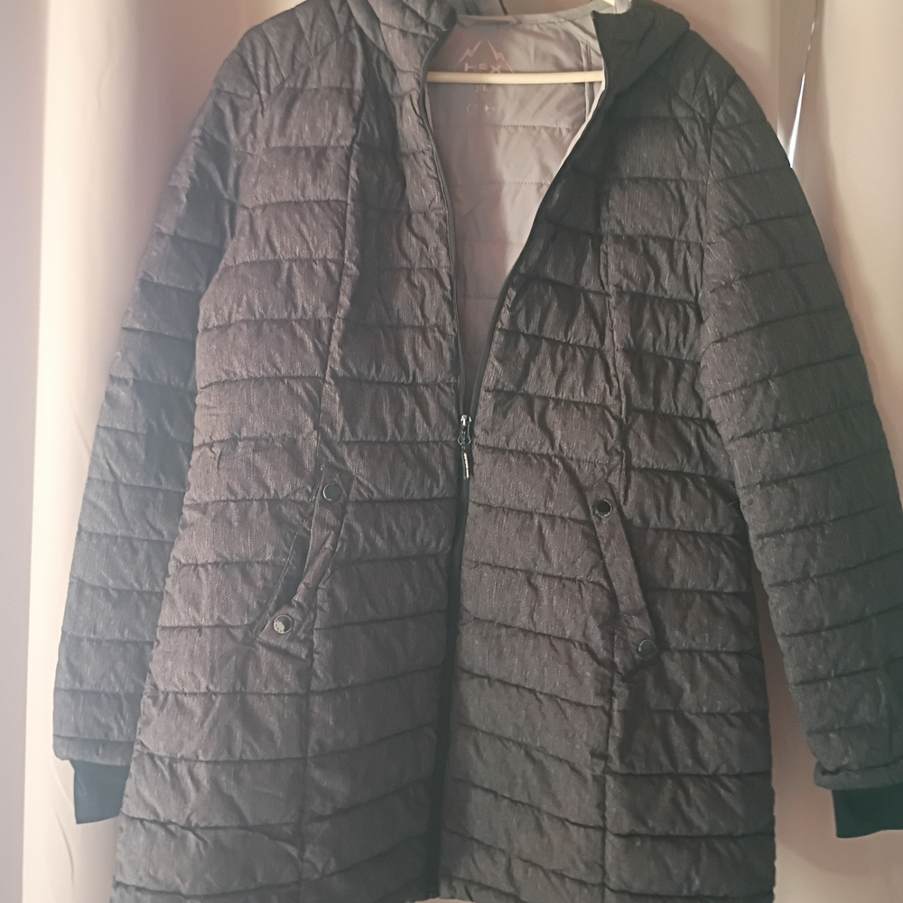 Gray Quilted Hooded Jacket